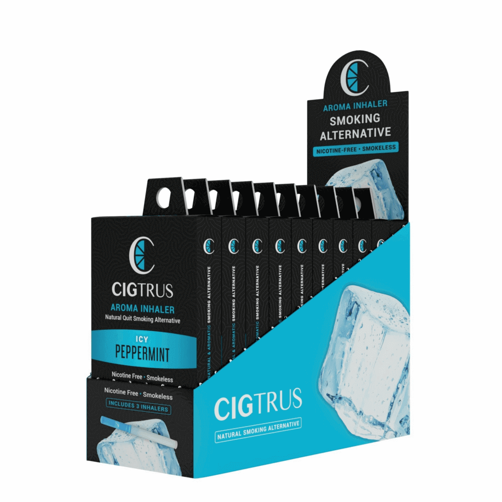 Store Display 3 Pack - Cigtrus Aromatic Smokeless Oxygen Air Inhaler Oral Fixation Relief Natural Quit Aid Behavioral Support – Icy Peppermint Flavor